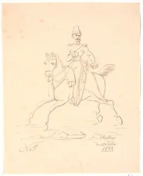 Soldaat te paard, naar links gekeerd