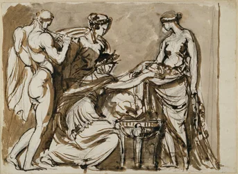 Bloemenoffer, schets voor een reliëf in terracotta