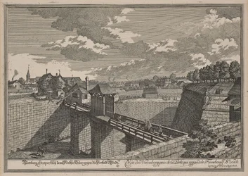 Gezicht op het Wöhrder Türlein in Neurenberg vanuit het westen