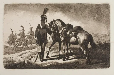 Huzaren met paarden