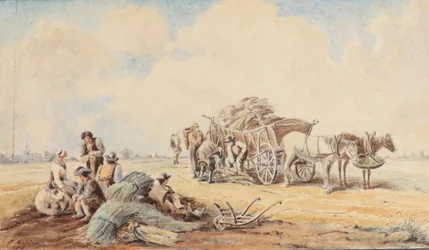 Johann Adam Klein Paardenkoets en rustende landarbeiders