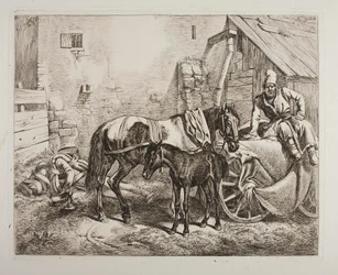 Russische bagagekar voor een huis