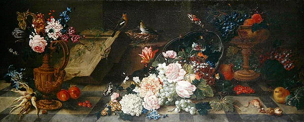 Stilleven met bloemen en fruit, c.1785-87