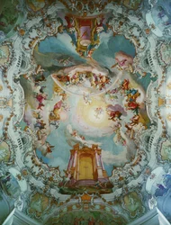 Middenfresco in de Wies-kerk, Beieren ... (fresco)