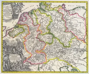 Hydrografische kaart van Duitsland, circa 1720 (gravure)