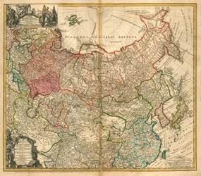 Kaart van Rusland (Uit: Imperii Russici et Tartariae universae tam majoris et Asiaticae quam minoris et Europaeae tabula)