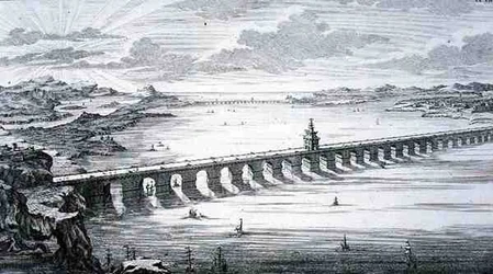 De Grote Chinese Brug, tussen Focheu en Nantai, China, uit 