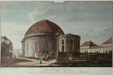 St. Hedwig, Kathedraal, Berlijn (handgekleurde gravure)