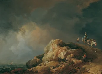 Kustlandschap met lastdieren