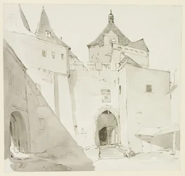 Oude stadspoort en aangrenzende gebouwen