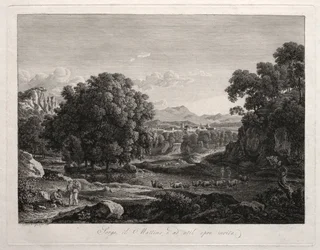 Heroïsch landschap: vee dat de rivier oversteekt, 1795