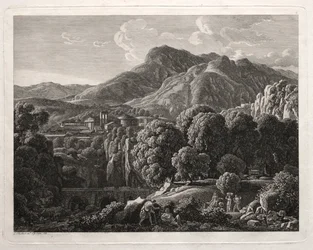 Heroïsch landschap: Landschap met stad en rivier, 1799