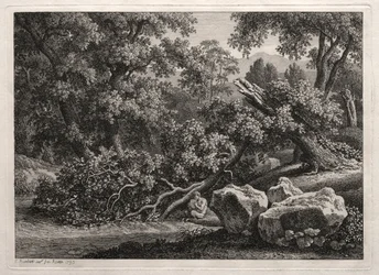 Heroïsch landschap: De sater die de fluit speelt, 1795