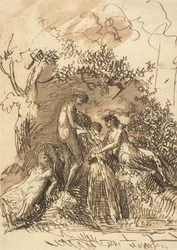 Jonge Meisjes bij een Fontein