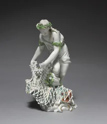 Visservrouw, fabrikant Ludwigsburg Porseleinfabriek, Duitsland, ca. 1765 (porselein met email en vergulding)