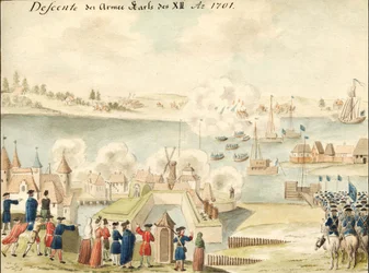 Karel XII steekt de Düna over