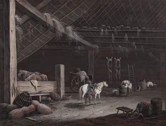 Het witte paard: schuurinterieur