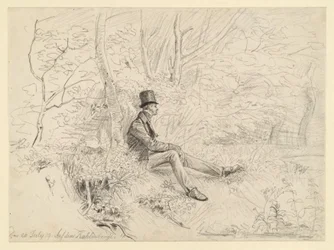 Rustende heer in het bos op de Kahlenberg