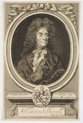 Portret van Henry Purcell (1659-1695) gegraveerd door Robert White (1645-1703)