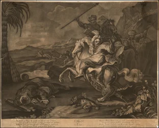 Ca. 1770 allegorische mezzotint van Azië