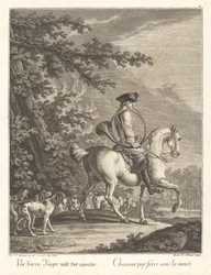 Jager met een roedel honden