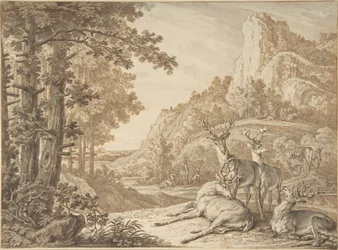 Herten in een landschap