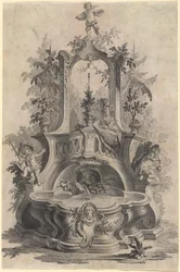 Rococo Fontein met Geliefden en de Vier Elementen