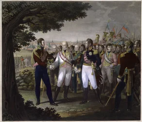 De ontmoeting tussen keizers Francis I van Oostenrijk, Alexander I van Rusland en Frederik Willem III van Pruisen in Praag op 18 maart 1813
