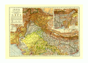 Kaart van India Noordelijk deel, ca. 1910