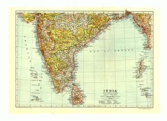 Kaart van India Zuidelijk deel, c1910