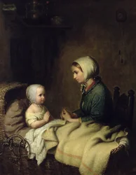 Klein meisje zegt haar gebeden in bed