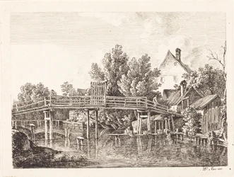 De kleine voetbrug over de Isar