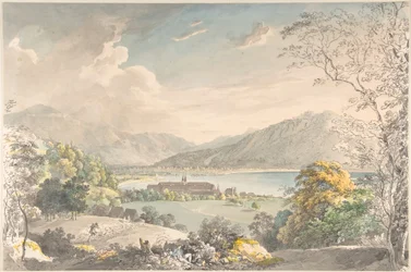 Gezicht op het klooster in Tegernsee vanuit het noordoosten