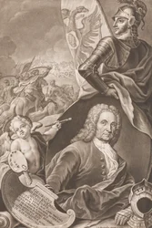 Portret van Georg Philipp Rugendas 1666-1742, ca. 1745