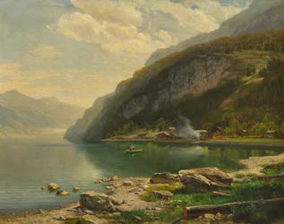 Johann Gottfried Steffan aan het meer van Brienz c1883