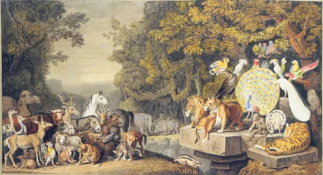 Het hof van de dieren, illustratie van Canto IV van Goethe