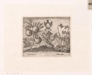 Serie van prenten met bloemen en dieren in een landschap (Landschappen met dieren, planten en bloemen)