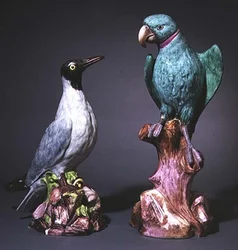 Augustus Rex Meissen figuren van een stern en een parkiet