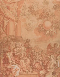 De Maagd en het Kind met Heiligen en Engelen, en God de Vader in de Hemel, midden 18e eeuw