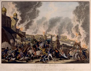 De brand van Moskou op 15 september 1812. Het Grote Leger (Frankrijk) bestormt de Russische stad (Napoleontische oorlogen)