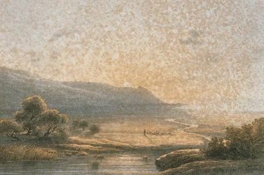Karmelberg in een ets door Bernatz et alii - Eisenblätter, R. Editore