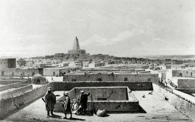 Timbuktu vanaf het terras van het Reizigershuis, uit 