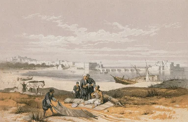 Gezicht op Sidon (Said). Ets door Stelzner - Steinkopk J.F. Editore