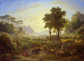Italiaans landschap bij zonsondergang