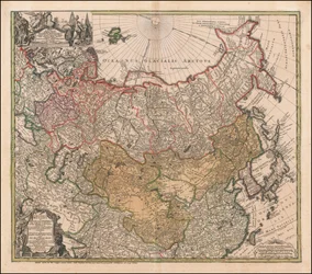 1739 kaart van Rusland en Tartarije door Johann Matthias Hase