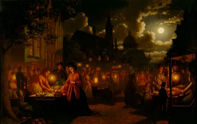 Markt bij maanlicht, 1874
