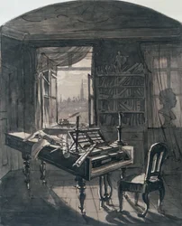 Beethovens kamer ten tijde van zijn dood, 1827