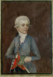 Wolfgang Amadeus Mozart (ca ... (gouache op perkament)