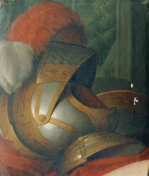 Helm en rond schild