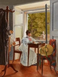 Marie Krafft aan haar bureau